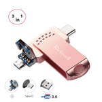Pen Drive Metal Richwell 3 em 1 32G Type-C + Micro USB + USB 3.0 com Função OTG