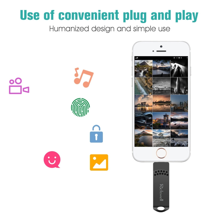 Richwell 64G Type-C + 8 Pinos + USB 3.0 Pen Drive Metálico com Função OTG
