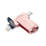 Richwell 64G Type-C + 8 Pinos + USB 3.0 Pen Drive Metálico com Função OTG