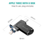 Richwell 128G Type-C + 8 Pinos + USB 3.0 Pen Drive Metálico com Função OTG