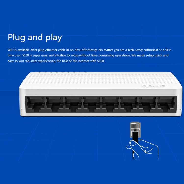 Comutador de Rede Ethernet Rápida Tenda S108 8 Portas 10 / 100Mbps LAN HUB, Tenda SG108 8 Portas Branco