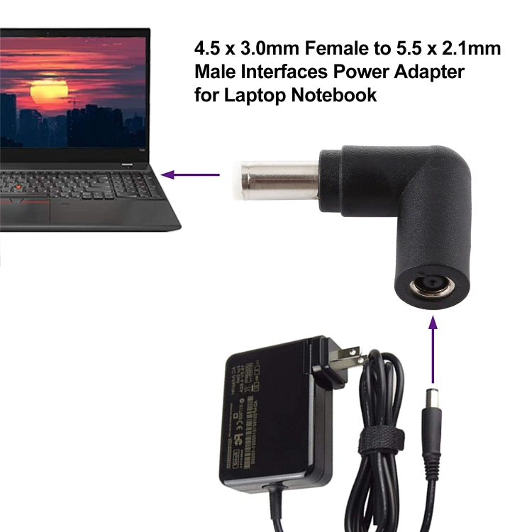 Adaptador de Energia de Interfaces Fêmea 4.5 x 3.0mm para Macho 5.5 x 2.1mm para Portátil