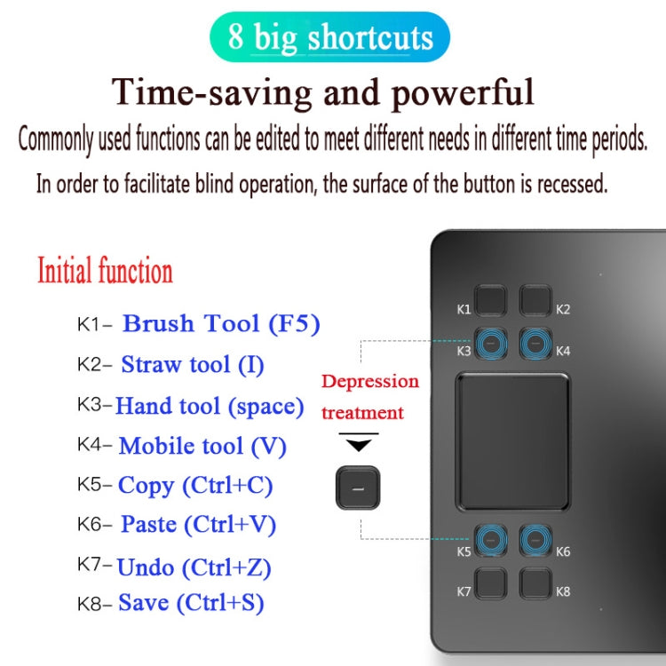 VEIKK A50 Mesa Gráfica Eletrónica Inteligente de 10x6 polegadas 5080 LPI, com Interface Tipo-c, A50