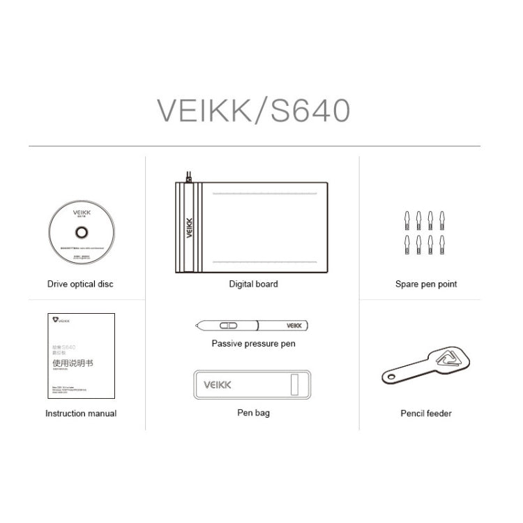 VEIKK S640 Mesa Gráfica Eletrónica de 6x4 polegadas 5080 LPI, S640