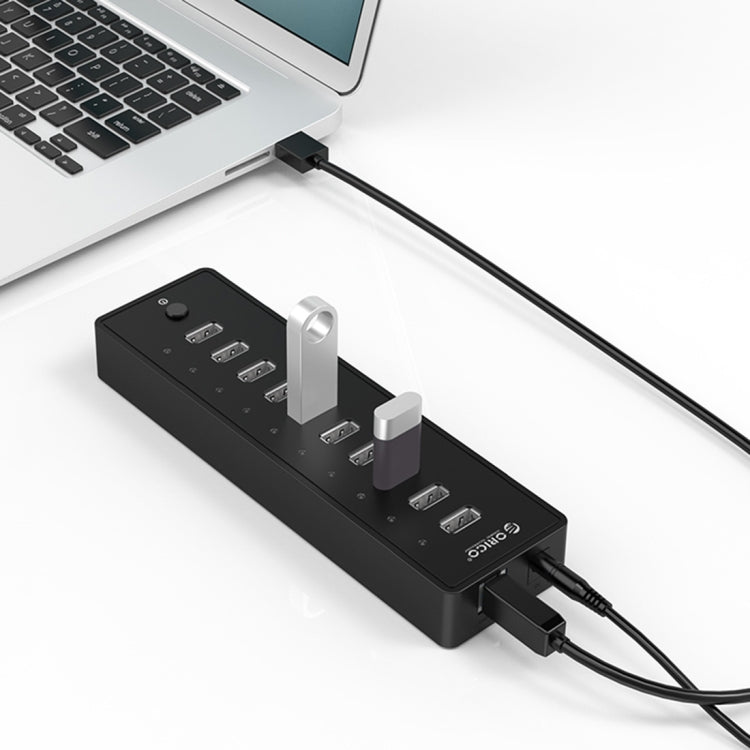 HUB USB 2.0 ORICO P10-U2 com 10 portas, indicador LED de energia e cabo USB de 1m (Preto)
