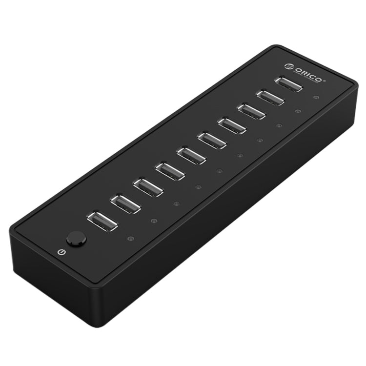 HUB USB 2.0 ORICO P10-U2 com 10 portas, indicador LED de energia e cabo USB de 1m (Preto)