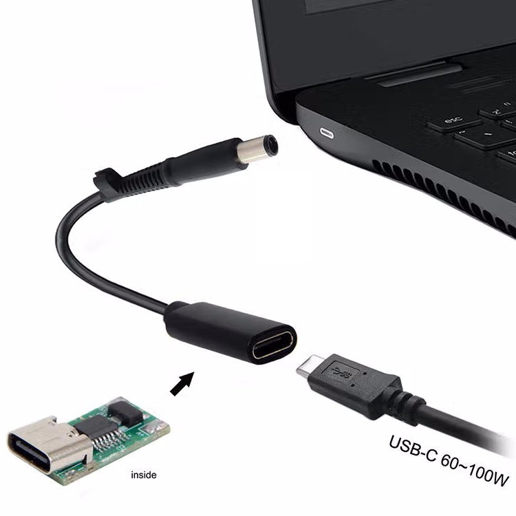 Cabo adaptador de carregador de energia DP USB-C / Type-C para 7.4 x 0.6mm para HP, 2.4 x 0.6mm