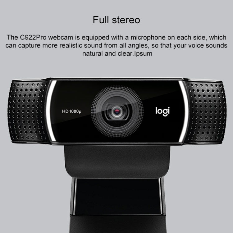 Logitech C922 Webcam HD 1080P com Foco Automático e 2 Microfones Omnidirecionais