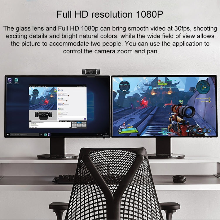 Logitech C922 Webcam HD 1080P com Foco Automático e 2 Microfones Omnidirecionais