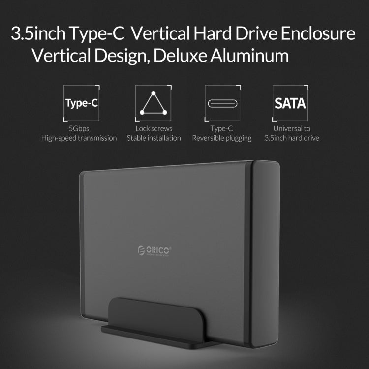 ORICO 7688C3 Caixa Externa para Disco Rígido Móvel USB-C / Tipo-C de 8TB e 3,5 polegadas com Base Destacável, Comprimento do Cabo: 1m