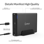 ORICO 7688C3 Caixa Externa para Disco Rígido Móvel USB-C / Tipo-C de 8TB e 3,5 polegadas com Base Destacável, Comprimento do Cabo: 1m