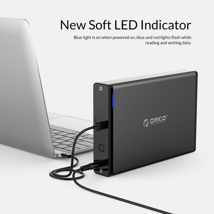 ORICO 7688C3 Caixa Externa para Disco Rígido Móvel USB-C / Tipo-C de 8TB e 3,5 polegadas com Base Destacável, Comprimento do Cabo: 1m