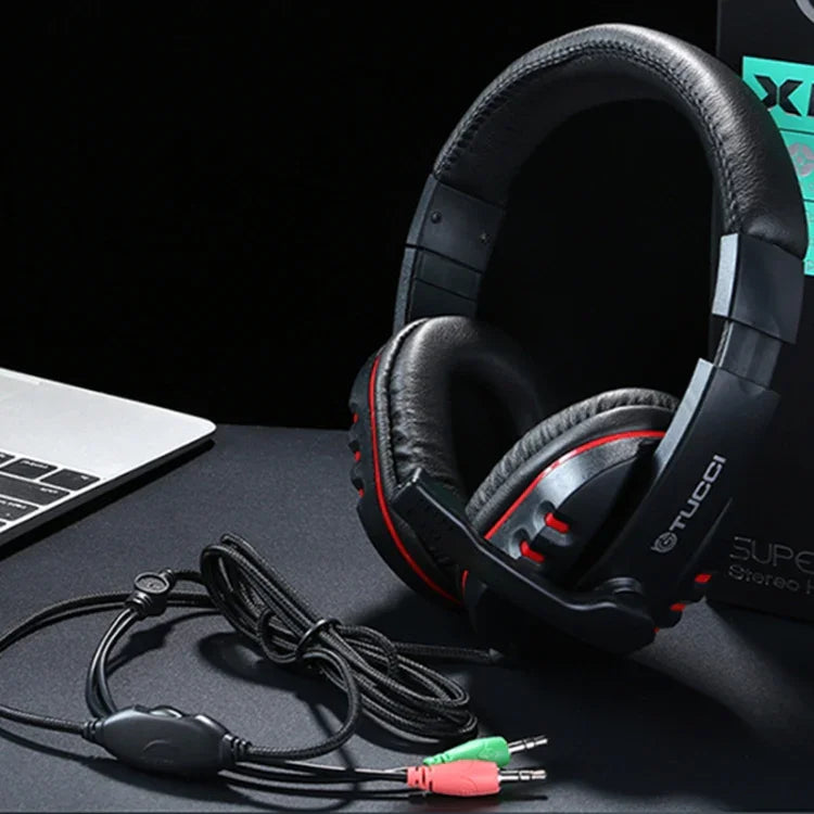 TUCCI X6 Auscultadores para Jogos Estéreo com Super Bass e Microfone para PC, X6