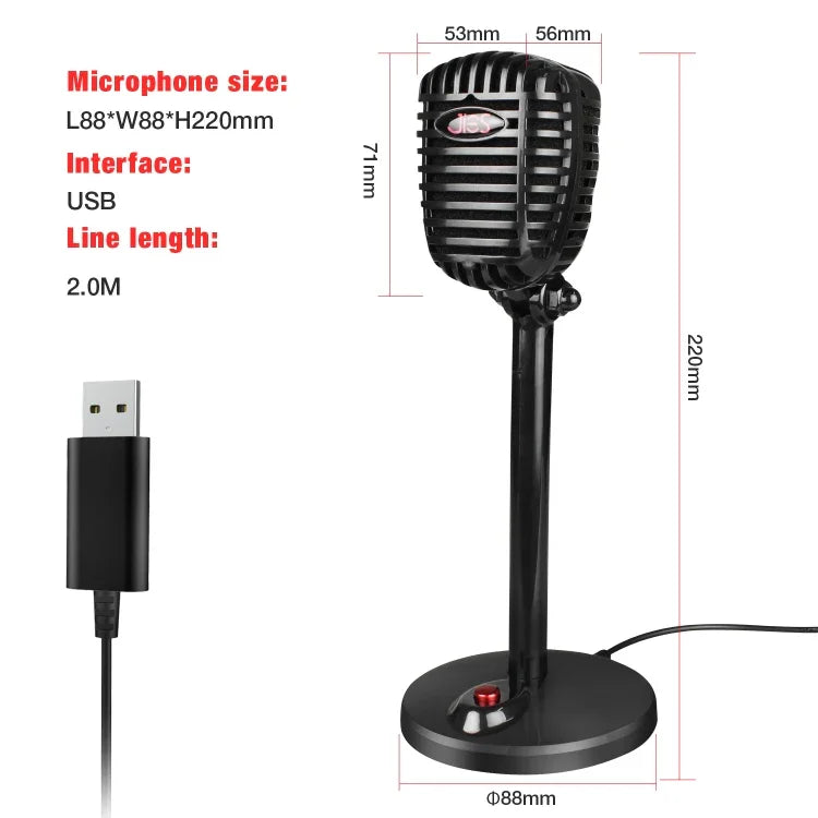 Dispositivo de Microfone USB para Chat de Voz e Videoconferência Rotativo 360 Graus sem Motor, Comprimento do Cabo: 2,2m