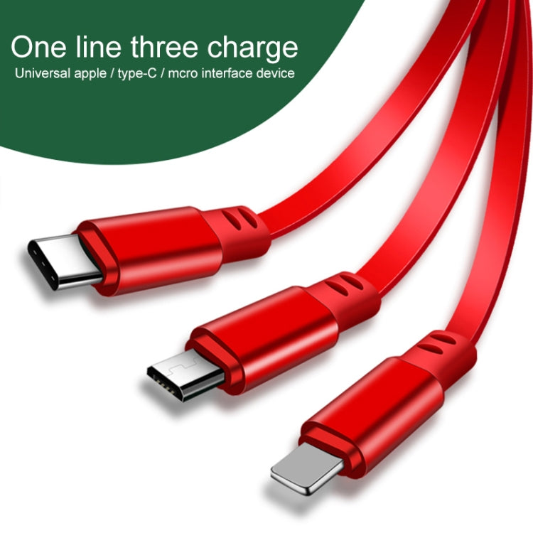 Cabo de Carregamento Retrátil 3 em 1 USB para USB-C / Type-C + 8 Pinos + Micro USB, 1,2m 3,5A Máx