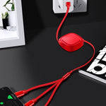 Cabo de Carregamento Retrátil 3 em 1 USB para USB-C / Type-C + 8 Pinos + Micro USB, 1,2m 3,5A Máx