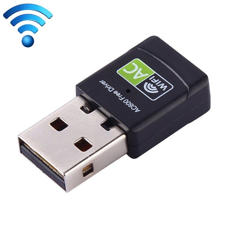 Adaptador USB 2.0 WiFi Banda Dupla 2.4GHz & 5GHz AC600Mbps com Driver Livre, Placa de Rede Externa, AC600Mbps