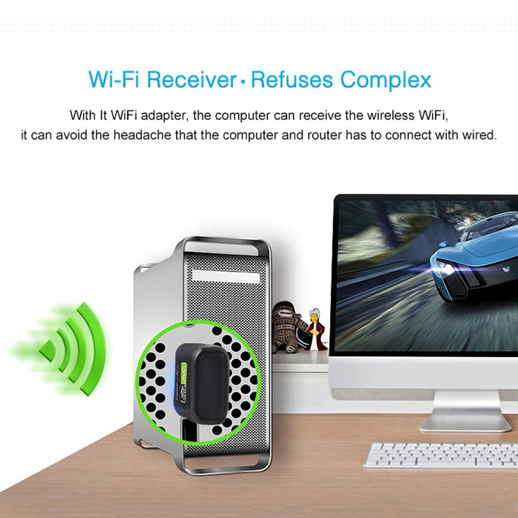 Adaptador USB 2.0 WiFi Banda Dupla 2.4GHz & 5GHz AC600Mbps com Driver Livre, Placa de Rede Externa, AC600Mbps