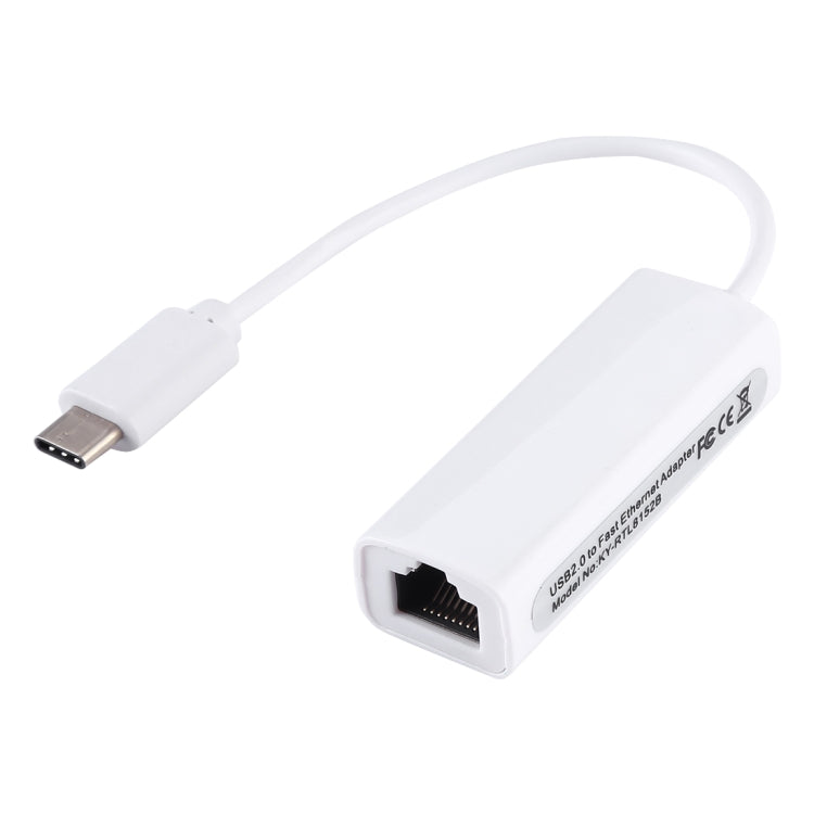 Adaptador Ethernet USB-C / Tipo-C KY-RTL8152B 10 / 100 Mbps, Placa de Rede USB Tipo-C 100Mbps