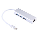 Hub com Caixa de Alumínio com 3 Portas USB3.0 + Adaptador Ethernet Gigabit USB-C / Tipo-C, USB Tipo-C 1000Mbps