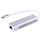 Hub com Caixa de Alumínio com 3 Portas USB3.0 + Adaptador Ethernet Gigabit USB-C / Tipo-C, USB Tipo-C 1000Mbps