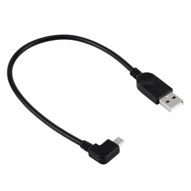 Cabo Mini USB para USB de Dados / Carregamento com Ângulo de 90 Graus à Esquerda, Comprimento: 28cm, Mini USB com Ângulo à Esquerda