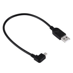 Cabo Mini USB para USB de Dados / Carregamento com Ângulo de 90 Graus à Esquerda, Comprimento: 28cm, Mini USB com Ângulo à Esquerda