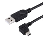 Cabo Mini USB para USB de Dados / Carregamento com Ângulo de 90 Graus à Esquerda, Comprimento: 28cm, Mini USB com Ângulo à Esquerda