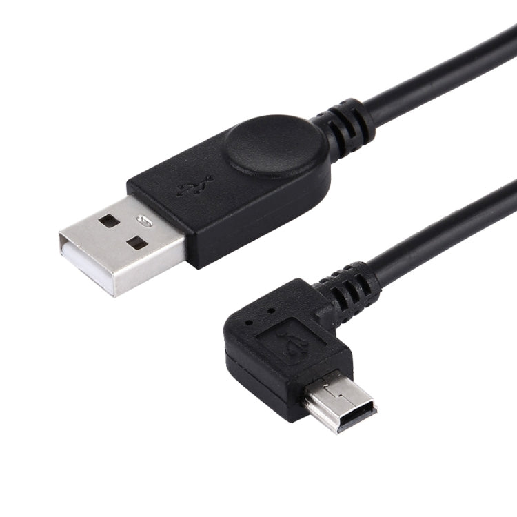 Cabo Mini USB para USB de Dados / Carregamento com Ângulo de 90 Graus à Esquerda, Comprimento: 28cm, Mini USB com Ângulo à Esquerda