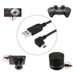 Cabo Mini USB para USB de Dados / Carregamento com Ângulo de 90 Graus à Esquerda, Comprimento: 28cm, Mini USB com Ângulo à Esquerda