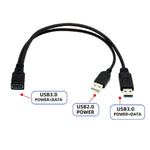 Cabo 2 em 1 USB 3.0 Fêmea para USB 2.0 + USB 3.0 Macho para Computador / Portátil, Comprimento: 29cm, USB 3.0 AF para USB 2.0 AM + USB 3.0 AM