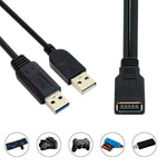 Cabo 2 em 1 USB 3.0 Fêmea para USB 2.0 + USB 3.0 Macho para Computador / Portátil, Comprimento: 29cm, USB 3.0 AF para USB 2.0 AM + USB 3.0 AM