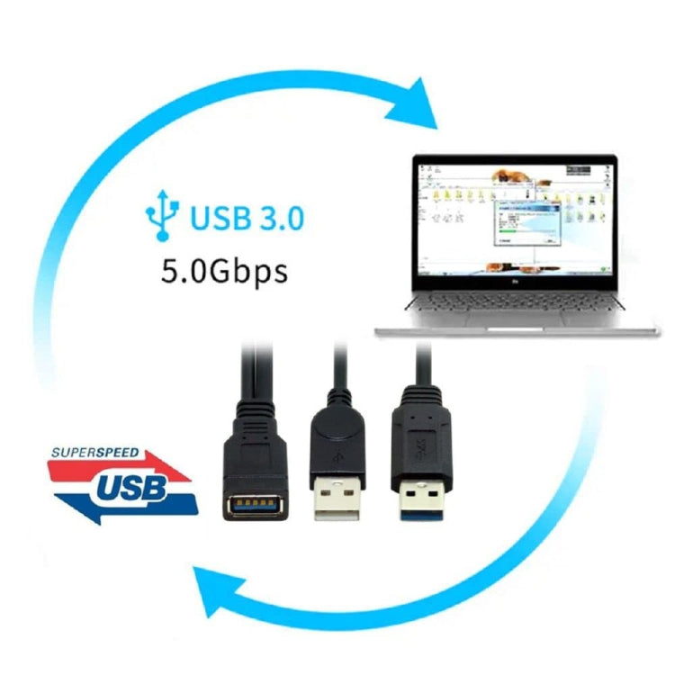 Cabo 2 em 1 USB 3.0 Fêmea para USB 2.0 + USB 3.0 Macho para Computador / Portátil, Comprimento: 29cm, USB 3.0 AF para USB 2.0 AM + USB 3.0 AM