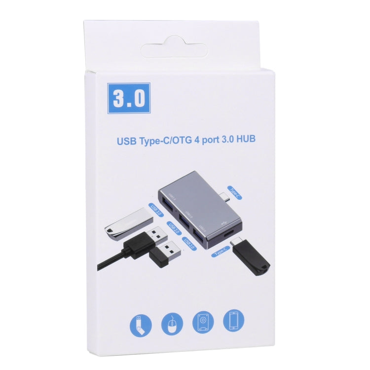 Adaptador HUB USB-C / Tipo-C para OTG com 4 Portas USB Tipo-C 3.0 e USB 2.0
