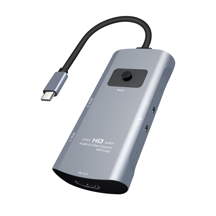 Z54A Saída HDMI + 2 x Entrada HDMI + Microfone + Captura de Vídeo Áudio para Type-C com Loop, Z54A