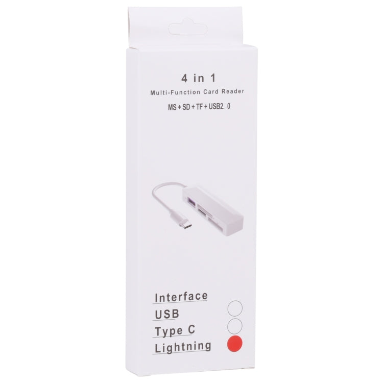 Leitor de Cartões Multifuncional 4 em 1 MS + SD + TF + USB2.0 para Dispositivos 8 Pinos, 8 Pinos