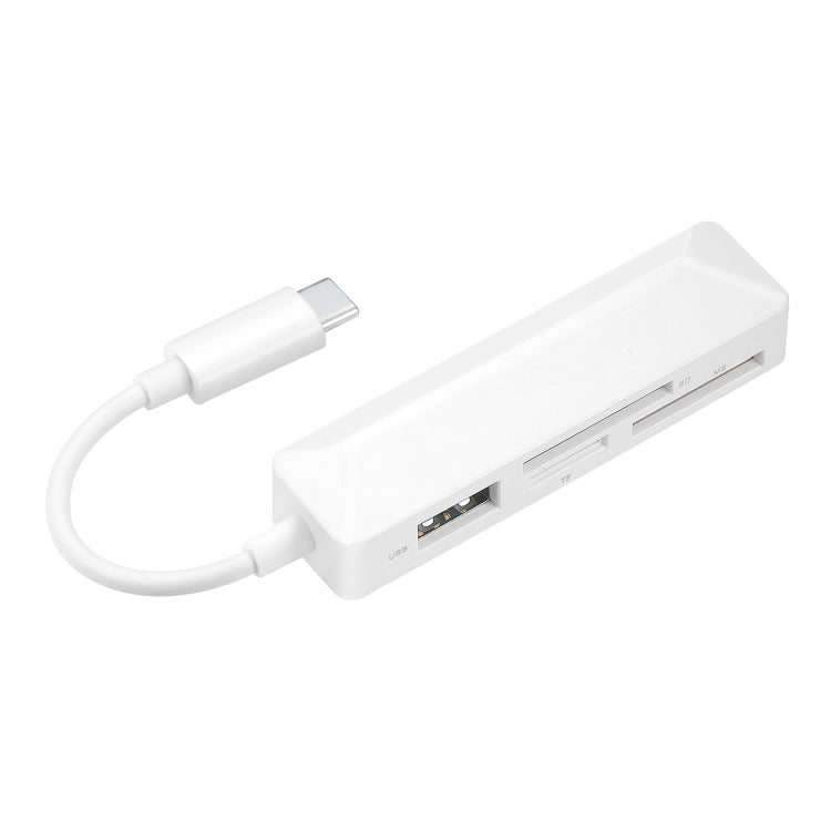 Leitor de Cartões Multifuncional 4 em 1 MS + SD + TF + USB2.0 para Dispositivos Type-C, Type-C