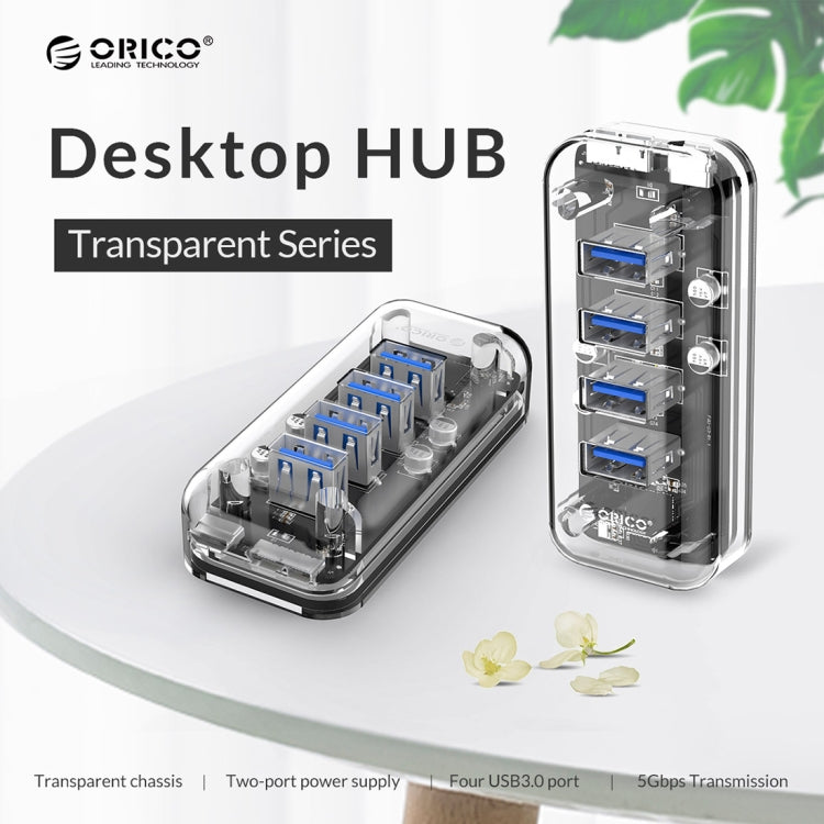 HUB de Secretária ORICO F4U com 4 Portas USB 3.0 5Gbps e Luz Indicadora LED Azul, 4 Portas