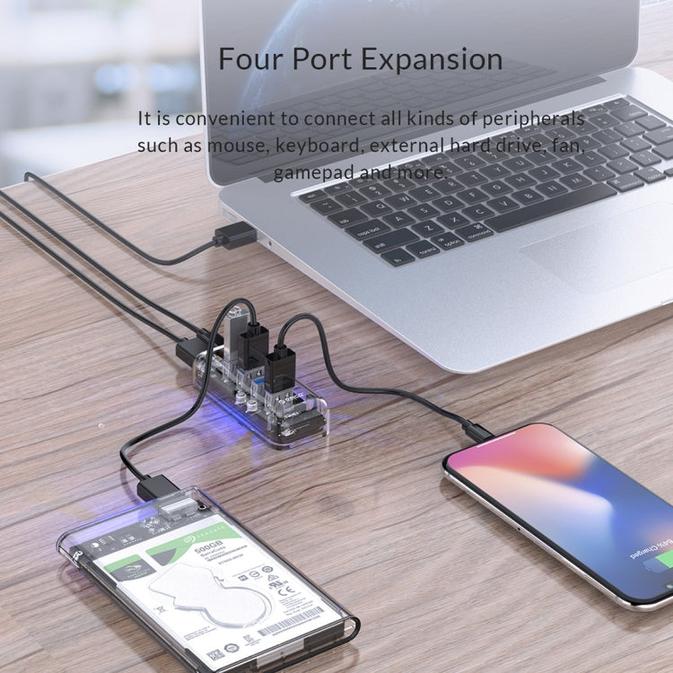 HUB de Secretária ORICO F4U com 4 Portas USB 3.0 5Gbps e Luz Indicadora LED Azul, 4 Portas