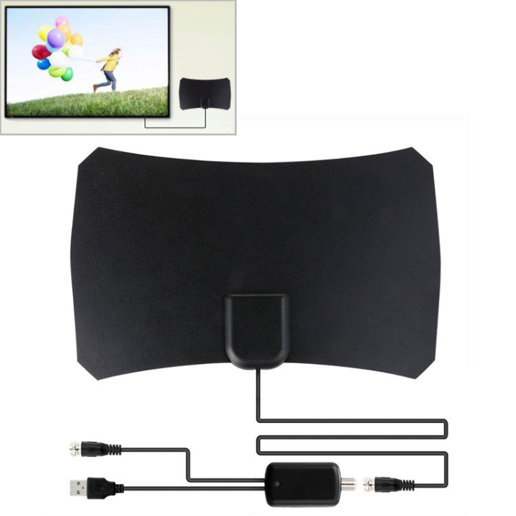 Antena Digital HDTV de Interior de Alta Ganho 25dBi com Alcance de 50 Milhas com Cabo Coaxial de 3m, 50 Milhas 25dBi Preto