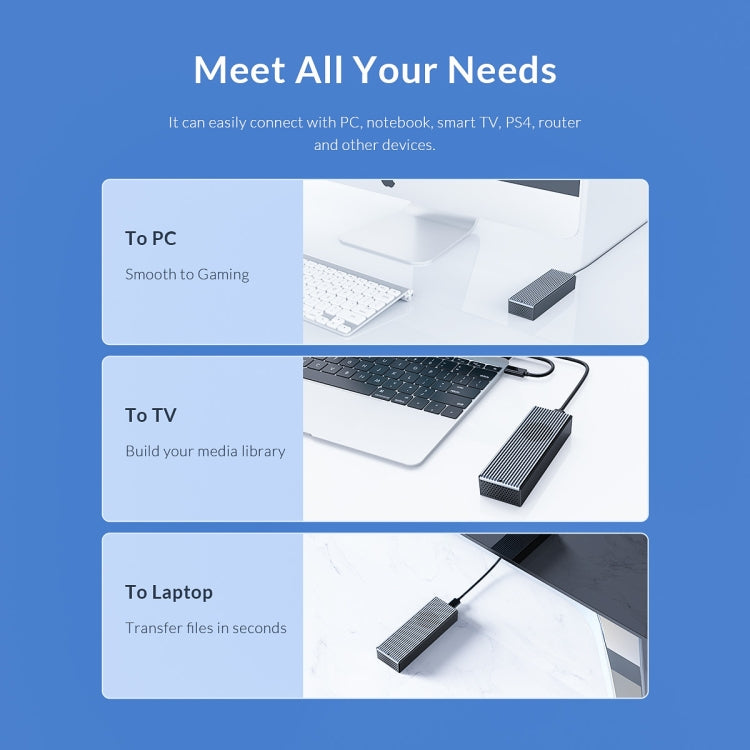 Caixa para SSD M.2 NVMe USB3.2 20Gbps ORICO M2PVC3-G20-GY-BP, M2PVC3-G20-GY-BP