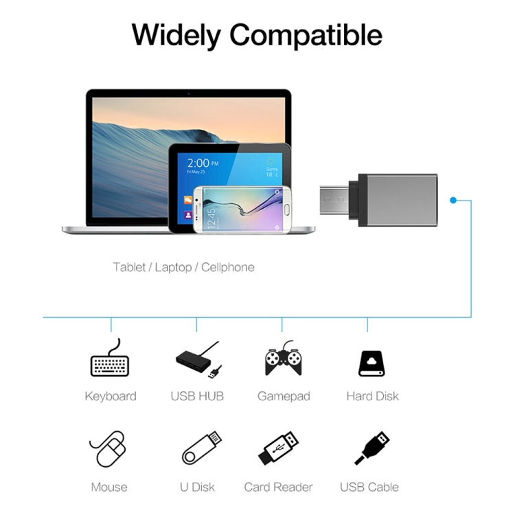 Adaptador de dados/carregador USB-C / Type-C 3.1 macho para USB 3.0 fêmea em liga de alumínio