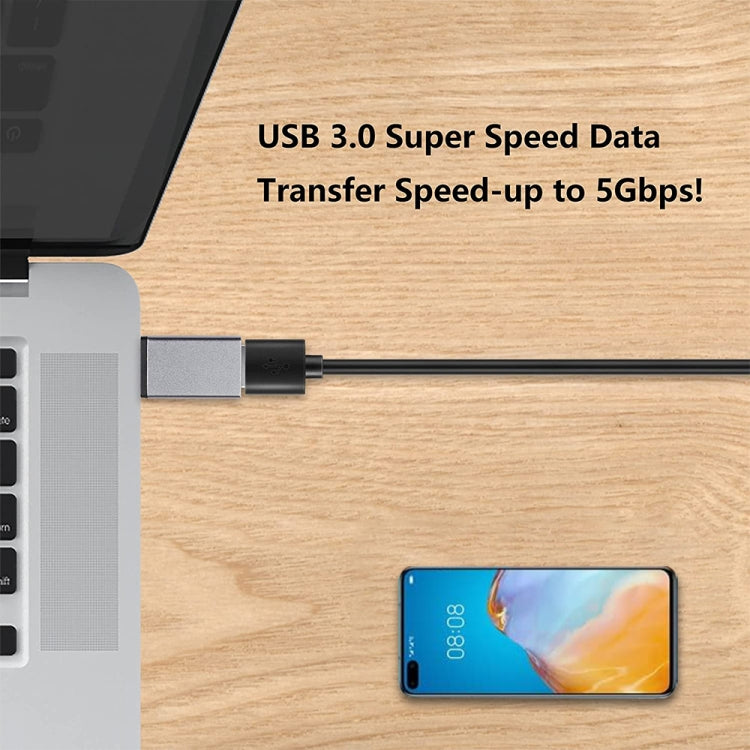 Adaptador de dados/carregador USB-C / Type-C 3.1 macho para USB 3.0 fêmea em liga de alumínio