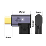 Adaptador magnético de carregamento USB-C / Type-C macho para fêmea em ângulo de 100W, ângulo de 100W