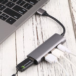 Estação de Acoplamento HUB T-811 4 em 1 USB-C / Tipo-C para 3 USB 3.0 + USB-C / Tipo-C, T-811