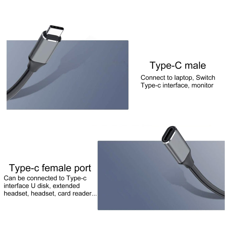 Cabo adaptador USB-C / Tipo-C macho para USB-C / Tipo-C fêmea, comprimento do cabo: 1m, 1m
