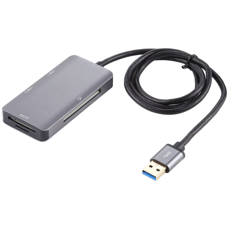 Leitor de cartões multifunções 5 em 1 USB 3.0 duplo + CF + TF + SD, 5 em 1 USB 3.0