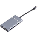 Estação de ancoragem multifunções USB-C 7 em 1 USB 3.0 duplo + TF/SD + HDMI/VGA + jack 3,5mm + Tipo-C / USB-C, 2xUSB3.0+TF/SD+HDMI/VGA+3.5mm
