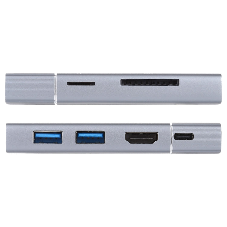 Estação de ancoragem multifunções USB-C 7 em 1 USB 3.0 duplo + TF/SD + HDMI/VGA + jack 3,5mm + Tipo-C / USB-C, 2xUSB3.0+TF/SD+HDMI/VGA+3.5mm