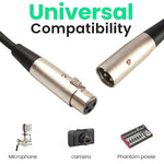 Cabo Blindado de Microfone XLR Macho 3 Pinos para XLR Fêmea, Comprimento: 5m